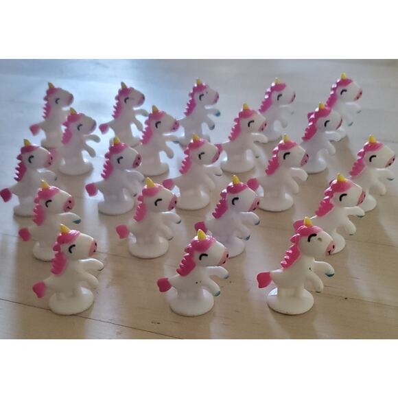 Unicorn Cake Toppers Party Favors Mini Figures Lot of 21 Plastic Toys 1.5 Inch - Picture 3 of 3